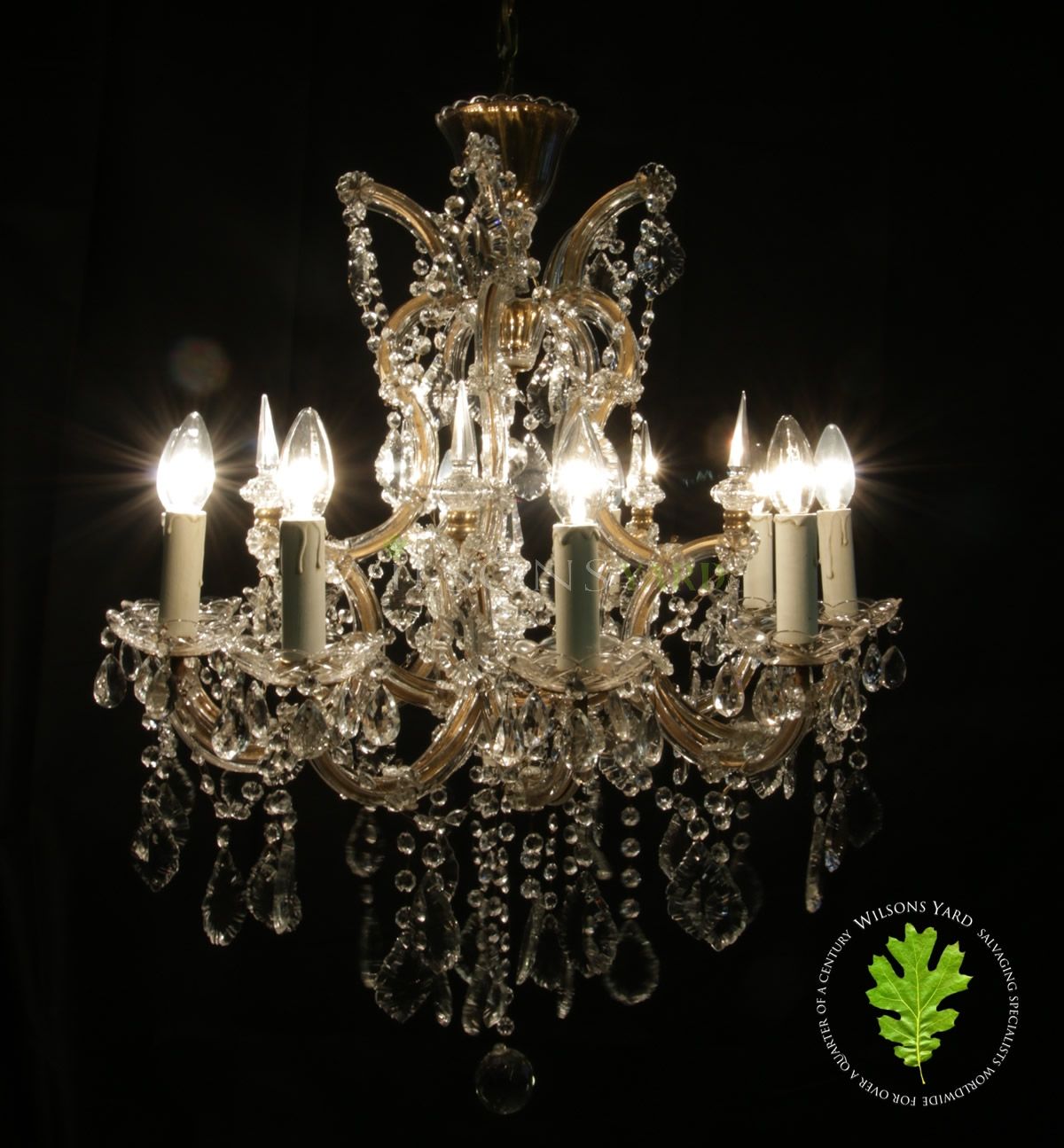 Pair Of Vintage 10 Candle Chandeliers With Pins
