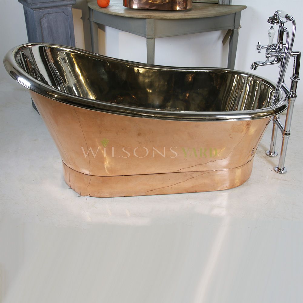 Small single slipper copper bath