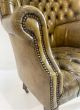 Edwardian leather barrel back chair
