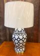 Blue china table lamp with shade 