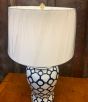 Blue china table lamp with shade 