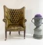 Edwardian leather barrel back chair