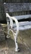 Original vintage wooden slotted park bench 