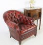 Antique leather button back club chair 