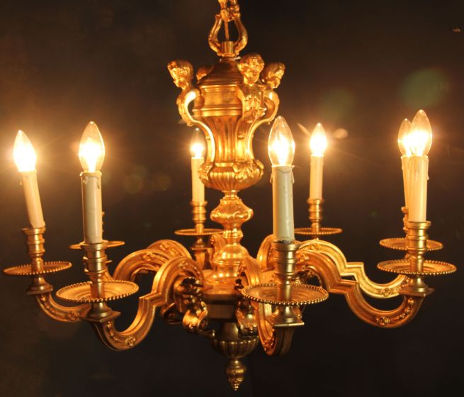 Exceptional Cast Brass Chandelier