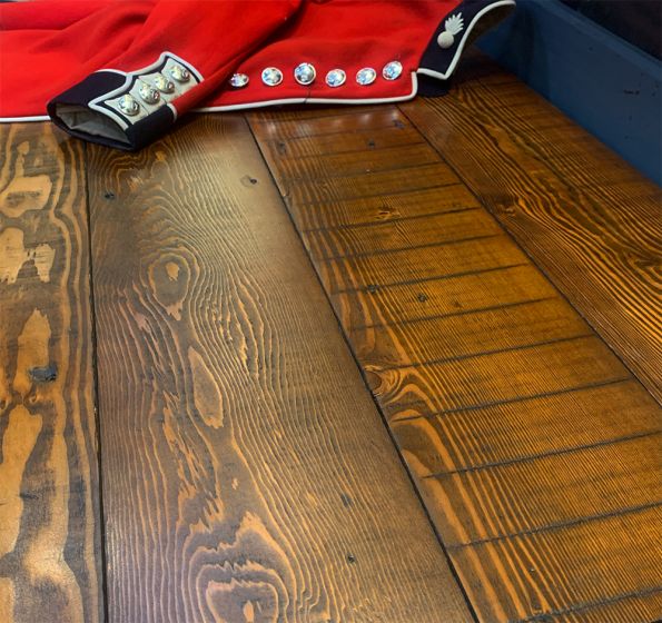 Salvaged ebonized Douglas Fir plank flooring 