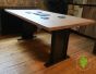 Reclaimed pine table H Iron base