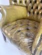 Edwardian leather barrel back chair
