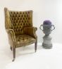 Edwardian leather barrel back chair
