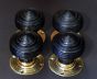 Ebonized Wooden Georgian Door Handle / Door Knob with Brass Back Plate