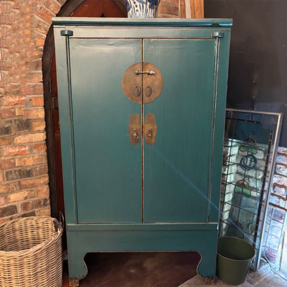 Antique style Shanxi Blue Tall 2 Door Cabinet