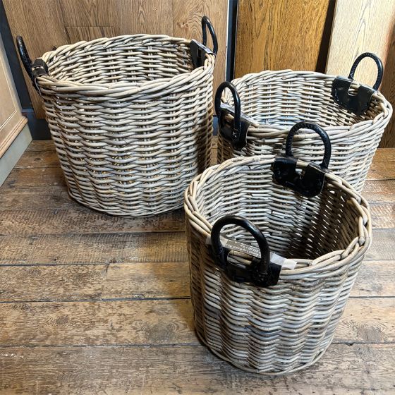 Hand crafted and hand woven log baskets . Indoor use only