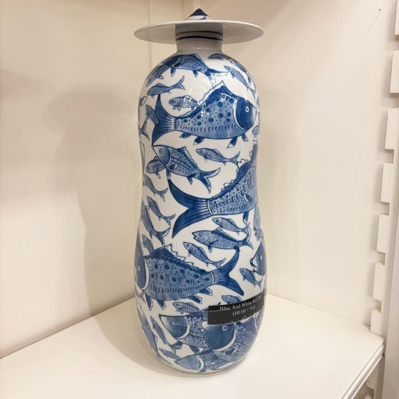 Blue and white Koi jar