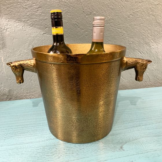 Horse handle brass ice bucket