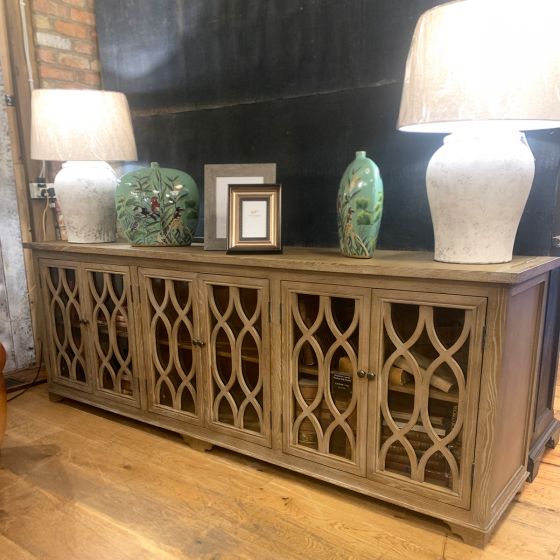 Beautiful wooden period style side board with glazed doors