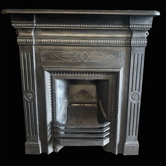 Restored burnished Victorian cast iron fireplace 