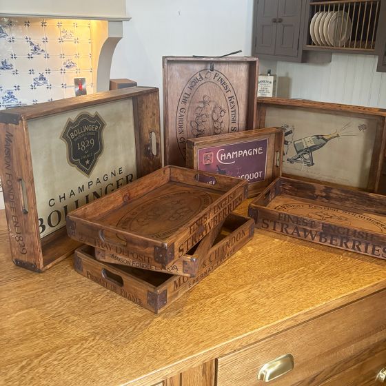 Vintage style display wooden trays