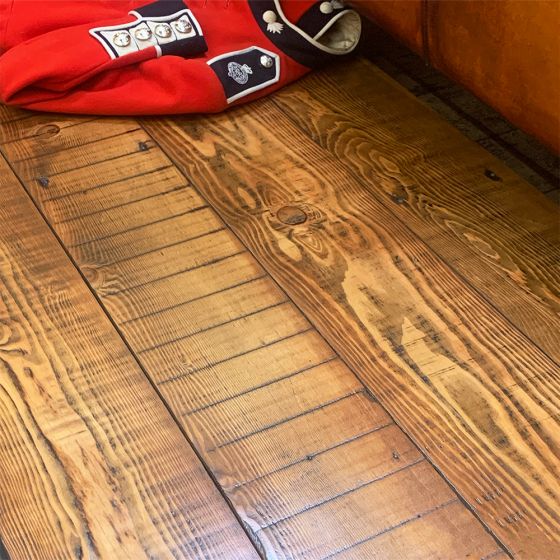 Salvaged ebonized Douglas Fir plank flooring 
