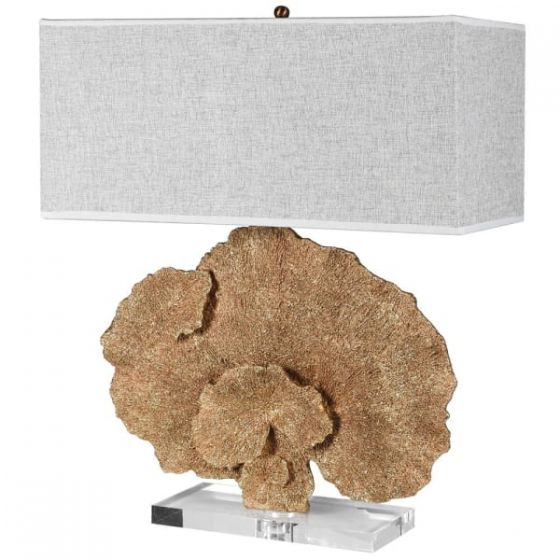 Gold Faux Coral Table Lamp with Shade
