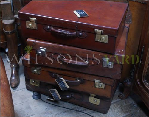 Original Vintage Leather Travel Suitcases