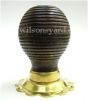 Beech Beehive Door Handles / Door Knobs with Brass Petal Back Plate