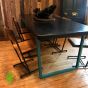 Vintage industrial style wood and metal table