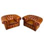 Large Vintage Pair of Chesterfield Armchairs
