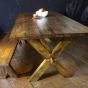 Kitchen / Dining table with axe legs in reclaimed oak