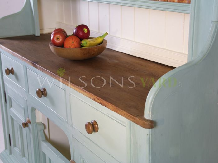 Fantastic light green painted kitchen dresser