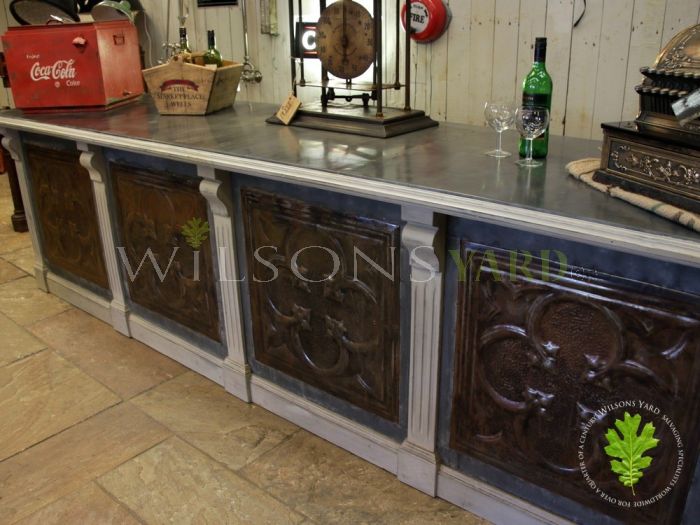 Zinc Topped Counter with 4 Decorative Tin Panels