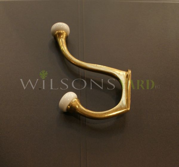 Small Enamel Topped Brass Coat Hook