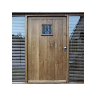 Cottage planked door & frame with side light in solid oak