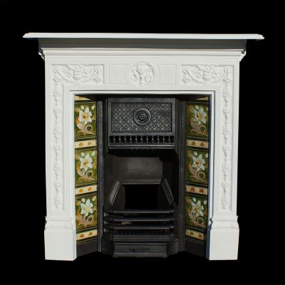 Beautifully restored Victorian cast iron tiled fireplace 