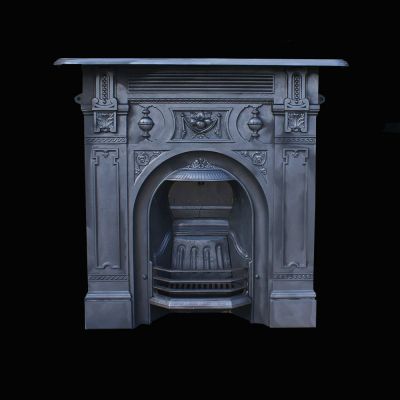 Restored Victorian cast iron parlour fireplace 