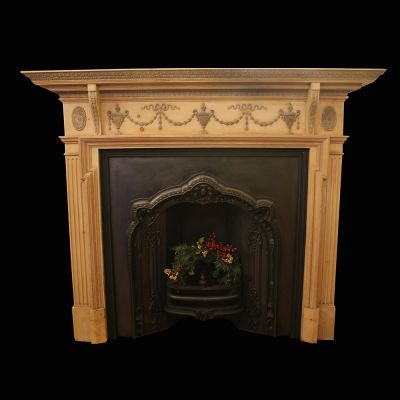 Beautful Pine & Gesso Victorian fireplace 