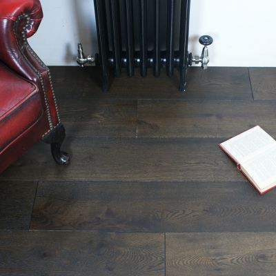 Exclusive - Wilsons pre finished engineered wide oak plank (Dark) rasp edges