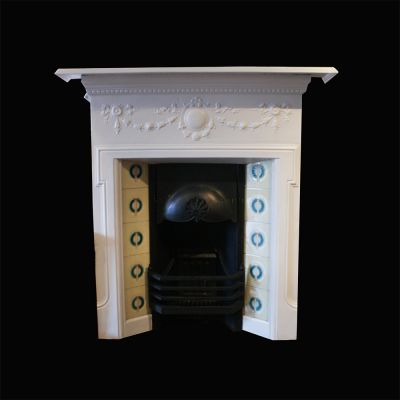 Restored Edwardian cast iron painted fireplace 