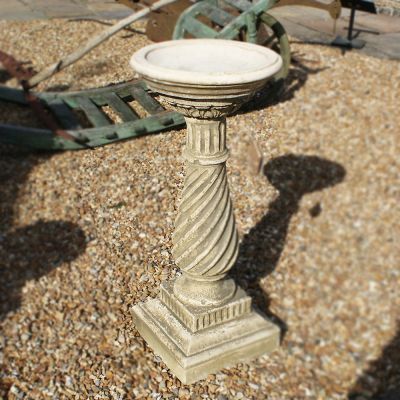 Stone Barley  Twist Birdbath - removed ref audit 5.1.24