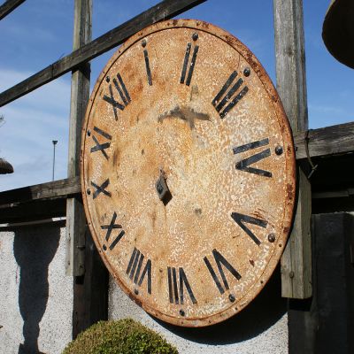 Large vintage circular metal garden clock - sold ref inv no: 110984