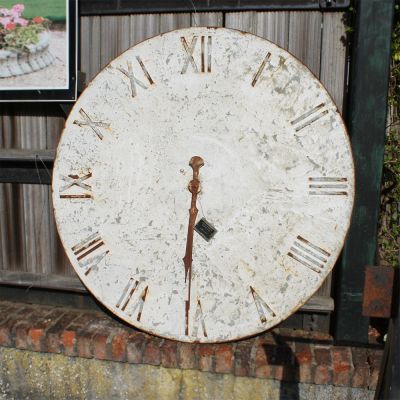 Round painted metal clock face