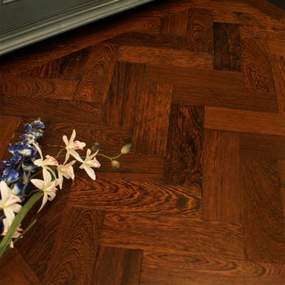 Reclaimed African panga panga hardwood parquet