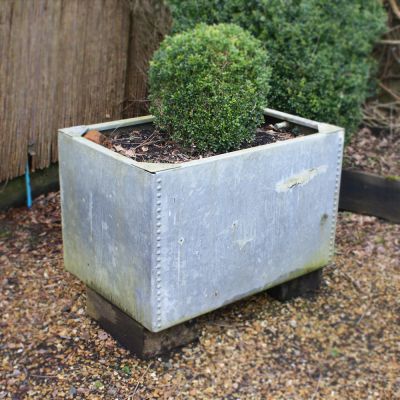 Original galvanised tank planter 