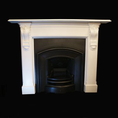 Victorian cast iron fireplace surround with detailed corbels 