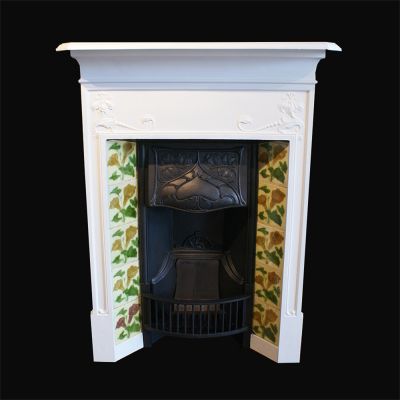 Restored Arts & Crafts Edwardian cast iron fireplace 