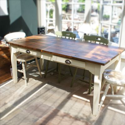 French farm house table with rustic top