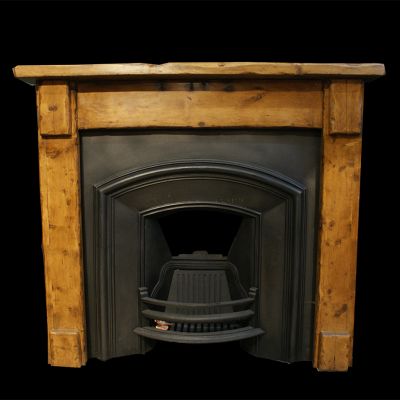 Beautiful wooden Pine fireplace with insert 