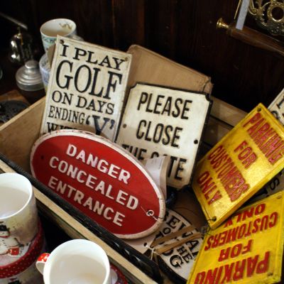 Selection of vintage style cast iron signs