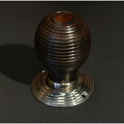 Hand made Beech Beehive Door Handles / Knobs with Nickel Back Plate