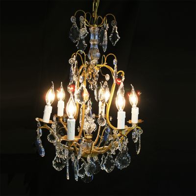 Elegant brass and crystal chandelier rewired & tested