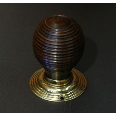 Beech Beehive Door Handle / Door Knob with Brass Back Plate